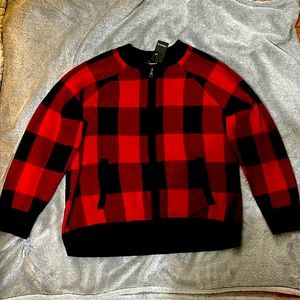 Torrid Size 2 Red Plaid Raglan Bomber Cardigan